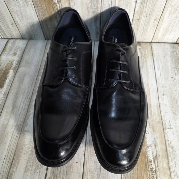 BRUNO MARC Mens Black Leather Square Toe Lace Up Dress Shoes Size 15